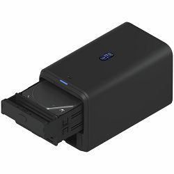 Ubiquiti UniFi UNAS-2-B-EU Network Attached Storage with (2) 3.5inch HDD bays, 2.5 GbE networking, USB-C connectivity, and an included PoE++ adapter, all in a compact footprint, black