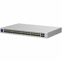 Ubiquiti USW-48 48-port, Layer 2 switch, 48 x GbE ports, 4 x 1G SFP ports, Fanless, silent cooling, ESD/EMP protection, 1.3" touchscreen LCM display, Rackmount (Kit included)