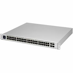 Ubiquiti USW-PRO-48-POE 48 port gigabit L3 PoE++ switch, 40 x GbE PoE+ Ports, 8 x GbE PoE++ ports, 4 x 10G SFP+ ports, 600W total PoE availability, Layer 3 switching, Near-silent cooling, LCM display 