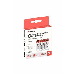 Verbatim AA-LR6 Mignon USB-C punjive baterije 1.5V, 2100 mAh (4 komada)