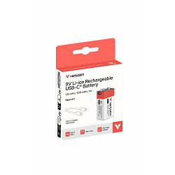Verbatim 9V-6LR61 USB-C punjiva baterija, 9.0V, 335 mAh (1 komad)