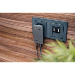 Verbatim Essentials Slim GaN zidni punjač 65 W, 2xUSB-C PD3.0, sivi