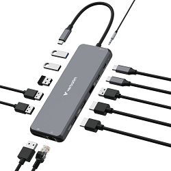 Verbatim USB-C Pro Multiport Hub 13 Port CMH-13: 2xHDMI, 1xDisplayPort, 1xRJ45, 3xUSB-A 3.2 Gen 1, 1xUSB-A 3.2 Gen 2, 2xUSB-A 2.0, 1xAudio, 2xUSB-C PD
