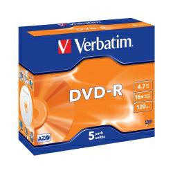 DVD-R Verbatim 4.7GB 16× Matt Silver 5 pack JC