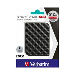 Verbatim StorenGo Mini SSD vanjski 512GB, USB3.2 Gen1, crni