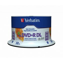 DVD+R DL Verbatim 8.5GB 8× Wide PRINTABLE (No-ID) 50 pack spindle
