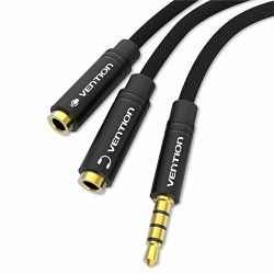 Vention 3.5mm Male to 2*3.5mm Female Stereo Splitter Cable 0.3M Black