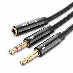 Vention 2x 3.5mm Male to 4 Pole 3.5mm Female Audio Cable 0.3M Black ABS Type