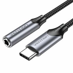 Vention USB-C Male to 3.5MM Earphone Jack With DAC Adapter 0.1M Gray