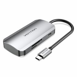 Vention USB-C to USB3.0x3 SD TF PD Hub 0.15M Gray