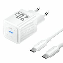 Vention 1-Port USB-C GaN Charger 20W with USB-C to USB-C Cable, 1m, White