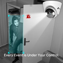 TP-LINK 4MP Full-Color Turret Net, H.265+/H.265/H.264+/H.264, 1/3" Progressive Scan CMOS, Color/0.04 Lux@F1.6, 0 Lux with IR/White Light, 25fps/30fps ( 2560x1440,2304x1296, 2048x1280, 1920x1080),  PoE