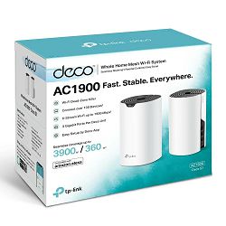 AC1900 Whole Home Mesh Wi-Fi SystemSPEED: 600 Mbps at 2.4 GHz +1300 Mbps at 5 GHzSEPC: 3× Internal Antennas, 3× Gigabit Ports (WAN/LAN auto-sensing)FEATURE: Deco App, Router/AP Mode, IPv6, IPTV, Paren