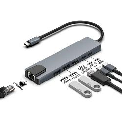 Asonic USB C 6u1, HDMI, LAN, USB3/C, alu. kućište N-62U2CH