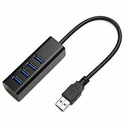 Asonic 4port USB 3.0,Tip A,aluminijsko kuć. crno N-UH325#Usb 3.0-A-black