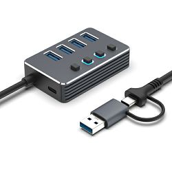 Asonic 2u1 USB 3.0 4Port Hub N-UHST42