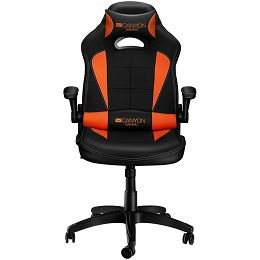 CANYON Vigil G?-2, Gaming chair, PU leather, Original and Reprocess foam, Wood Frame, Top gun mechanism, up and down armrest, Class 4 gas lift, Nylon 5 Stars Base,50mm PU caster, black+Orange.