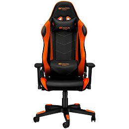 CANYON Deimos G?-4, Gaming chair, PU leather, Original foam and Cold molded foam, Metal Frame, Top gun mechanism, 90-165 dgree, 3D armrest, Class 4 gas lift, Nylon 5 Stars Base, 60mm PU caster, black+