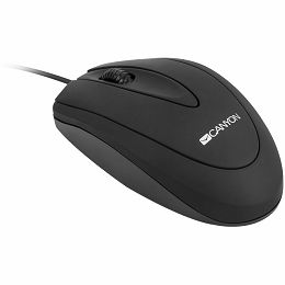 CANYON CM-1, wired optical Mouse with 3 buttons, DPI 1000, Black, cable length 1.8m, 100*51*29mm, 0.07kg