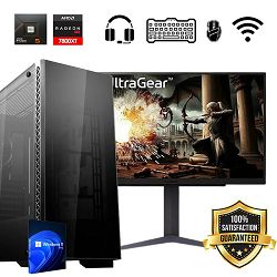 FuturaIT AIO Gaming PC (AMD Ryzen 5 7500F, 32GB RAM, SSD 1TB, RX 7800XT, 750W, Midi ATX) + Periferija
