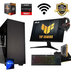 FuturaIT AIO Gaming PC (AMD Ryzen 7 5700X3D, 32GB RAM, SSD 1TB, RX 7800XT, 750W, Midi ATX) + Periferija 