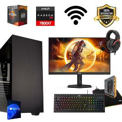 FuturaIT AIO Gaming PC (AMD Ryzen 7 5700X3D, 32GB RAM, SSD 1TB, RX 7800XT, 750W, Midi ATX) + Periferija 