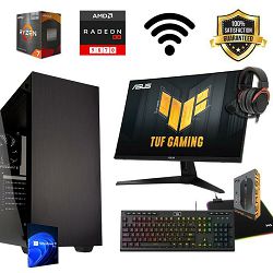 FuturaIT AIO Gaming PC (AMD Ryzen 7 5700X3D, 32GB RAM, SSD 1TB, RX 9070, 750W, Midi ATX) + Periferija 