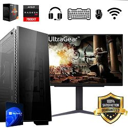 FuturaIT AIO Gaming PC (AMD Ryzen 7 5800X, 32GB RAM, SSD 1TB, RX 7800XT, 750W, Midi ATX) + Periferija 
