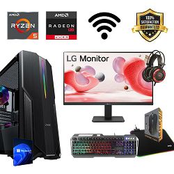 FuturaIT AIO Gaming PC (Intel i3 12100F, 16GB RAM, SSD 500GB, RX 6600, 550W, Midi ATX) + Periferija 