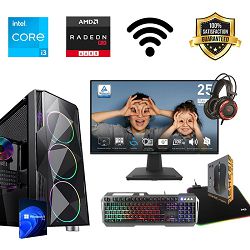 FuturaIT AIO Gaming PC (Intel i3 12100F, 16GB RAM, SSD 500GB, RX 6600, 550W, Midi ATX) + Periferija 