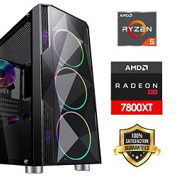 FuturaIT Back2School PC (AMD Ryzen 5 5600X, 32GB RAM, SSD 1TB, RX 7800XT, 750W, Midi ATX) 
