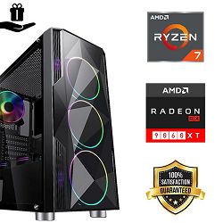 FuturaIT Fighter GamerPC (AMD Ryzen 7 5800X, 32GB RAM, SSD 1TB, RX 9060XT, 650W, Midi ATX) 