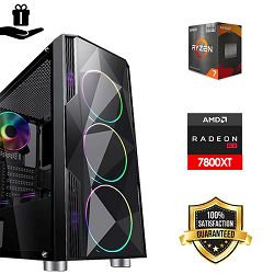 FuturaIT Fighter Gaming PC (AMD Ryzen 7 5700X3D, 32GB RAM, SSD 1TB, AMD RX 7800XT, 700W, Midi ATX)