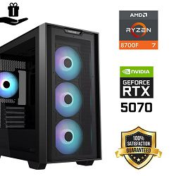 FuturaIT Fighter Gaming PC (AMD Ryzen 7 8700F, 32GB RAM, SSD 2TB, RTX 5070, 750W, Midi ATX) 