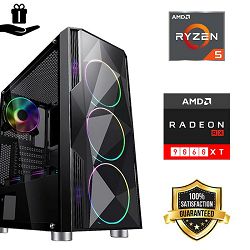 FuturaIT Fighter GamingPC (AMD Ryzen 5 5500, 16GB RAM, SSD 1TB, RX 9060XT, 650W, Midi ATX) 