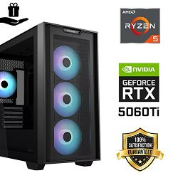 FuturaIT Fighter GamingPC (AMD Ryzen 5 5600X, 32GB RAM, SSD 1TB, RTX 5060Ti, 650W, Midi ATX) Poklon  
