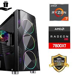 FuturaIT Fighter GamingPC (AMD Ryzen 7 5800X, 32GB RAM, SSD 1TB, RX 7800XT, 700W, Midi ATX) 