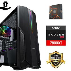 FuturaIT Fighter GamingPC (AMD Ryzen 7 7700X, 32GB RAM, SSD 1TB, RX 7800XT, 700W, Midi ATX) 