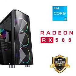 FuturaIT Fighter GamingPC (Intel i3 12100F, 16GB RAM, SSD 250GB, RX 580, 650W, Midi ATX) 