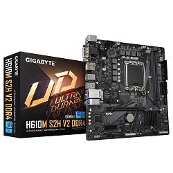GIGABYTE MB H610M S2H V2 (LGA 1700, 2x DDR5 up to 64GB, 1x PCI-E x16x16, 1x PCI-Ex1, 4x SATA, 1x M.2, 4x USB 3.2 Gen1, 4x USB 2.0/1.1, internal 4x USB 2.0/1.1, 1x HDMI 2.0, 1x DP, Realtek GbE LAN 1Gbp