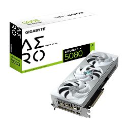 GIGABYTE Video Card NVIDIA GeForce RTX 5080 AERO OC SFF 16G (16GB GDDR7/256bit, PCI-E 5.0, Recommended PSU 850W, 16Pin Power connector, 3x DP, 1x HDMI) White/Silver