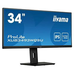 IIYAMA 34" XUB3493WQSU-B5 UWQHD (3440×1440) 21:9 ADS-IPS, 75Hz, 4ms, 400cd/m2, HDMI×2/DP, USB3.0×2, Pivot, PiP, zvučnici, crni