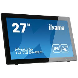 IIYAMA Monitor 27" PCAP 10P Touch, 1920x1080, IPS panel, Flat Bezel Free Glass Front, VGA, HDMI, DisplayPort, 255cd/m2 (with touch), USB 3.0-Hub (2xOut), 1000:1 Static Contrast, 5ms, Built-in Webcam &