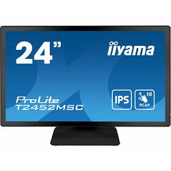 IIYAMA Monitor LED PROLITE T2452MSC-B1 24” PCAP multi-touch edge-to-edge glass and anti fingerprint coating IPS Full HD 400 cd/m2 HDMI DP Speakers