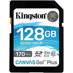 Kingston Canvas Go! Plus SD, R170MB/W90MB, 128GB SDG3/128GB