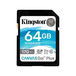 Kingston Canvas Go! Plus SD, R170MB/W70MB, 64GB SDG3/64GB