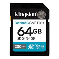 Kingston Canvas Go! Plus SD, R200MB, 64GB SDG4/64GB