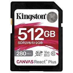 Kingston 512GB SDXC Canvas React Plus SDXC UHS-II 280R/150W U3 V60