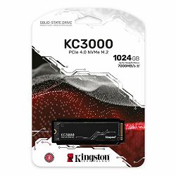 KINGSTON KC3000 1024GB SSD, M.2 2280, PCIe 4.0 NVMe, Read/Write 7000/6000MB/s, Random Read/Write: 900K/1000K IOPS