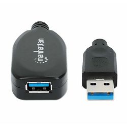 Manhattan USB 3.0 aktivni produžni kabel, 5m, crni 150712